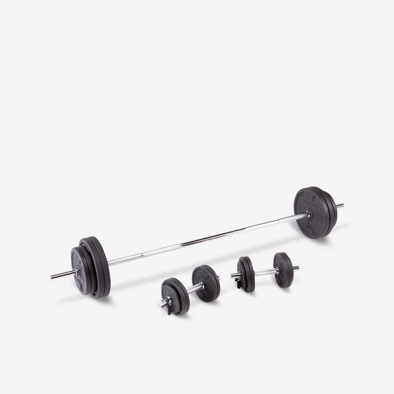 Juego CORENGTH de mancuernas, barra larga y discos de 93 kg
