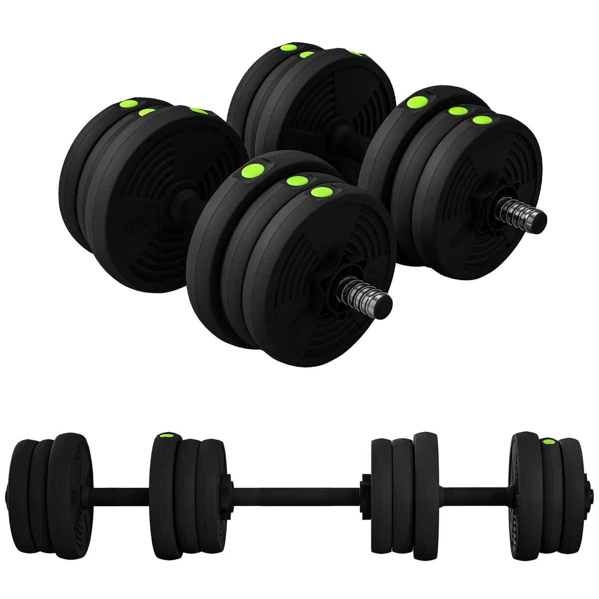 Kit SPORTNOW de mancuernas ajustables de 20 kg convertible en barra