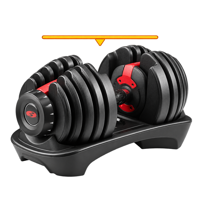 BowFlex SelectTech 552i completamente cargada bajo un indicador de límite