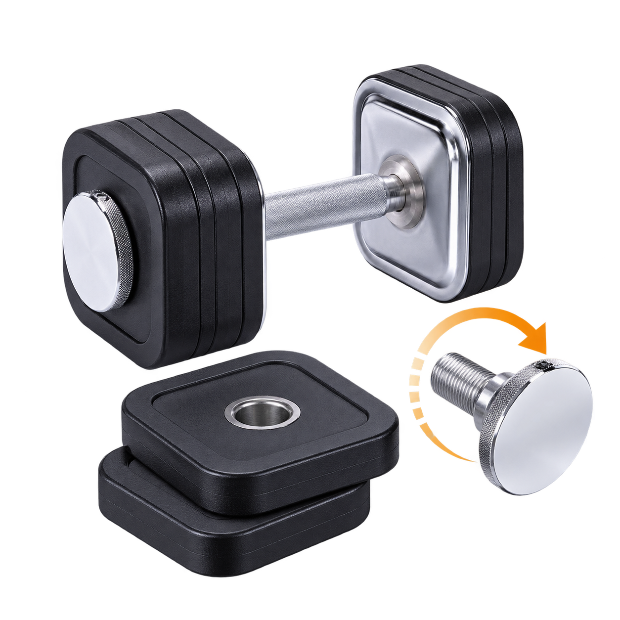 Ironmaster Quick-Lock desmontada con tornillo y discos