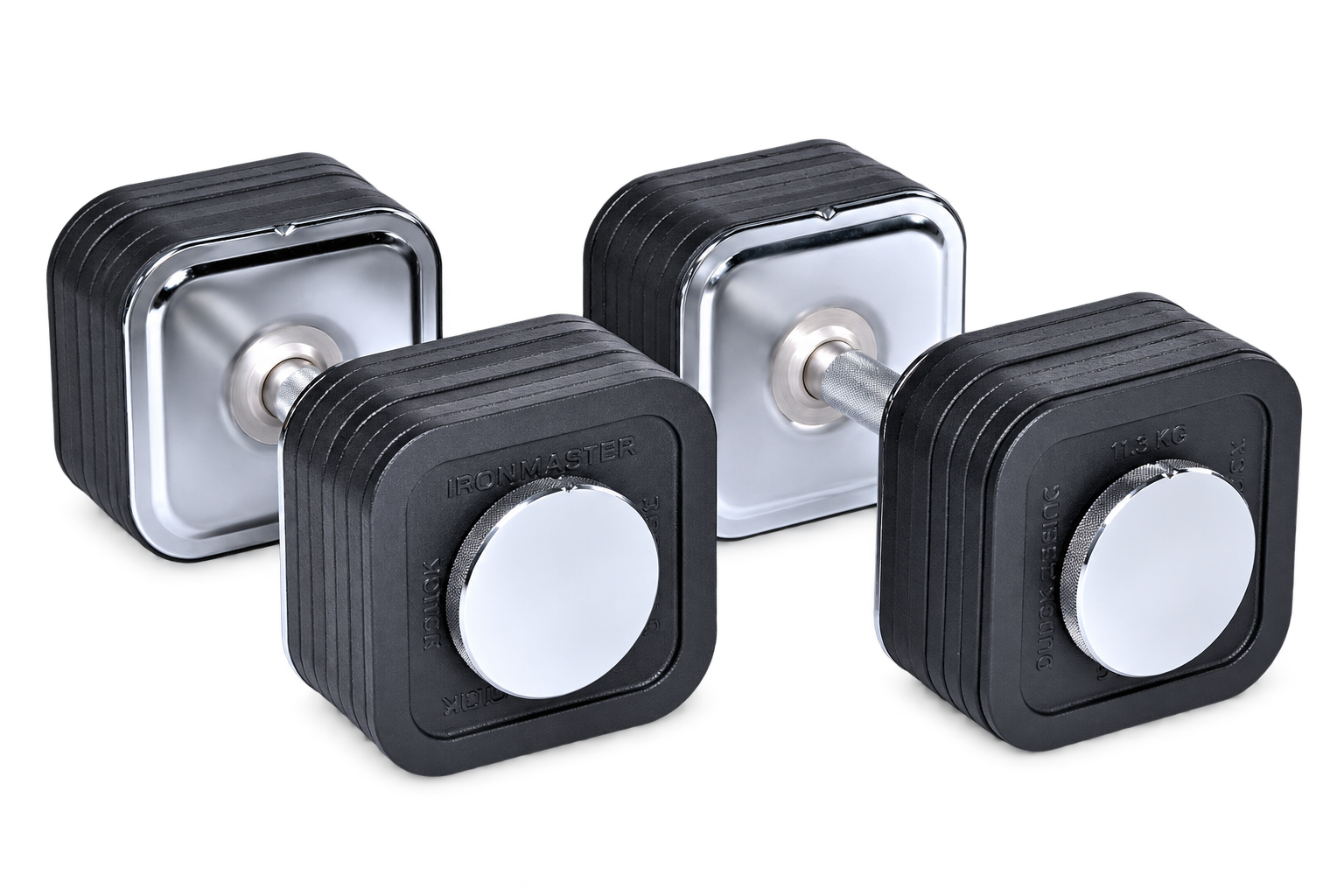 Pareja real de mancuernas ajustables Ironmaster Quick-Lock de 34 kg