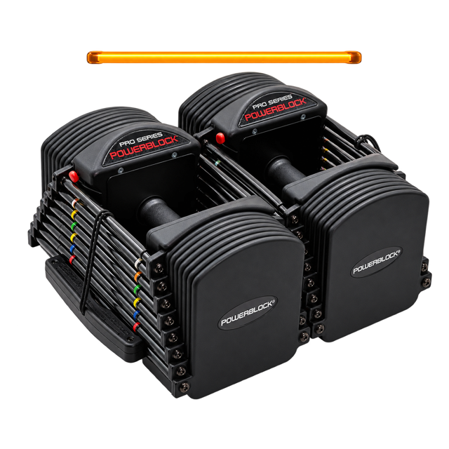 Pareja PowerBlock Pro 50 bajo un indicador de límite