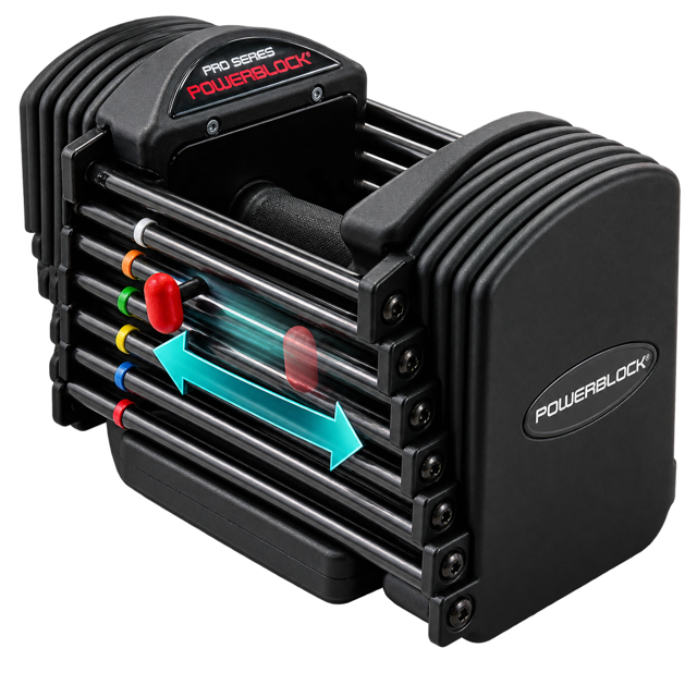 Detalle técnico del pasador selector PowerBlock